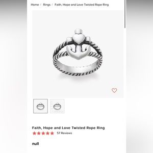 *retired James Avery design* - faith hope and love twisted cable ring size 9